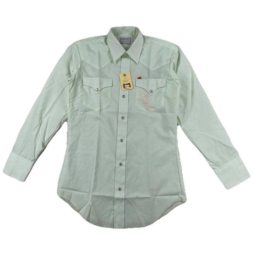 Vintage H Bar C Ranchwear Western Pearl Snap Shirt Men's 15 33 Green USA NWT